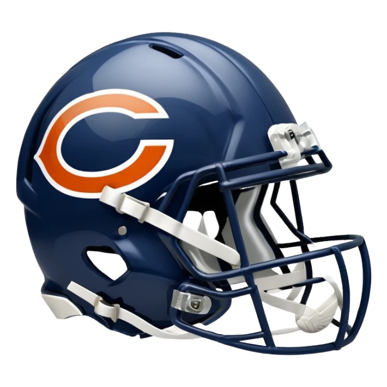 Navy blue football helmet with Chicago Bears logo sticker