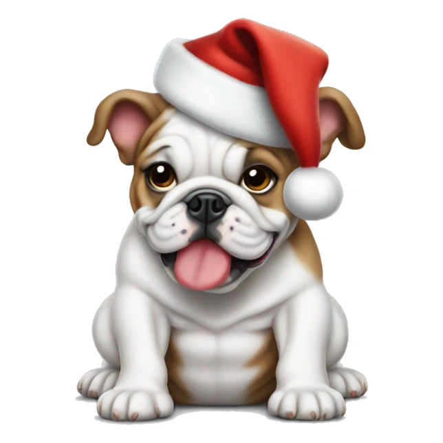 Bulldog puppy wearing Santa hat sticker
