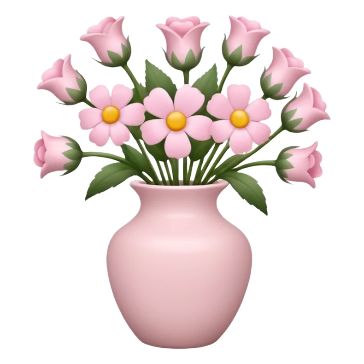 Vase with baby pink flowers in the vase sticker