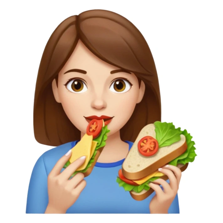 brown hair white women eating a sandwich sticker