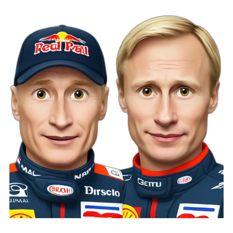 Vladimir Putin and max verstappen in formula 1 sticker