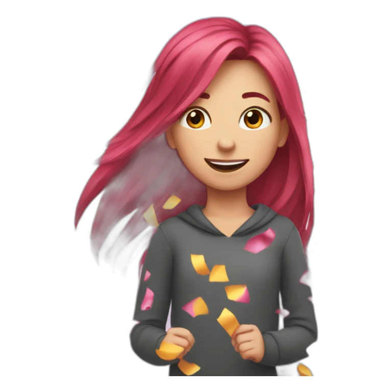 girl-long-straight-rosered-hair-throwing-confetti sticker