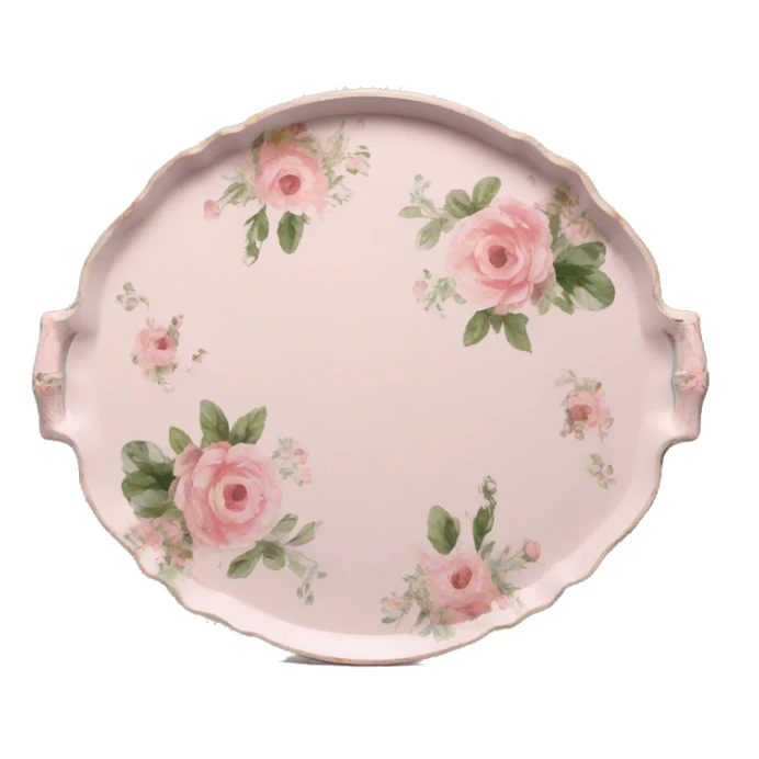 Light pink floral serving tray with handles, shabby chic style sticker