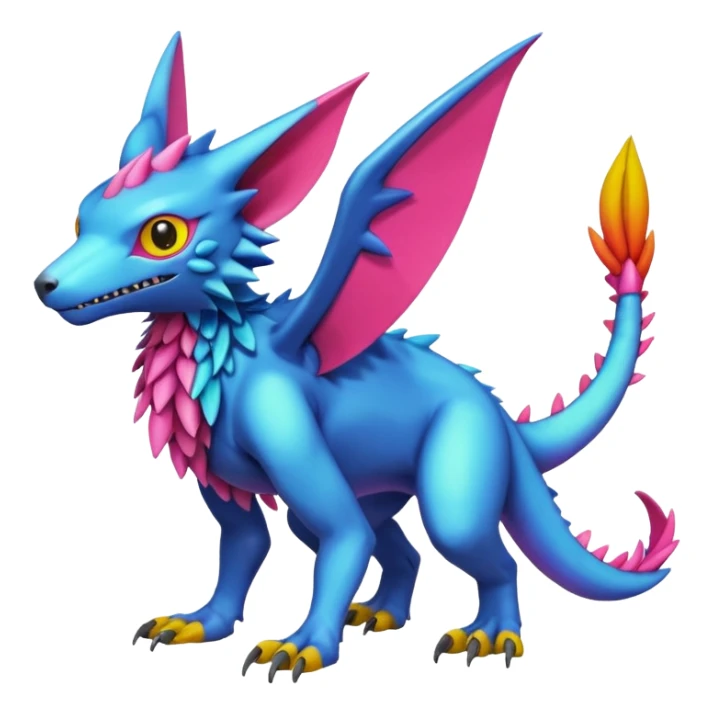  colorful modern Fakémon-Digimon-Trico-Vernid-creature (full body) sticker