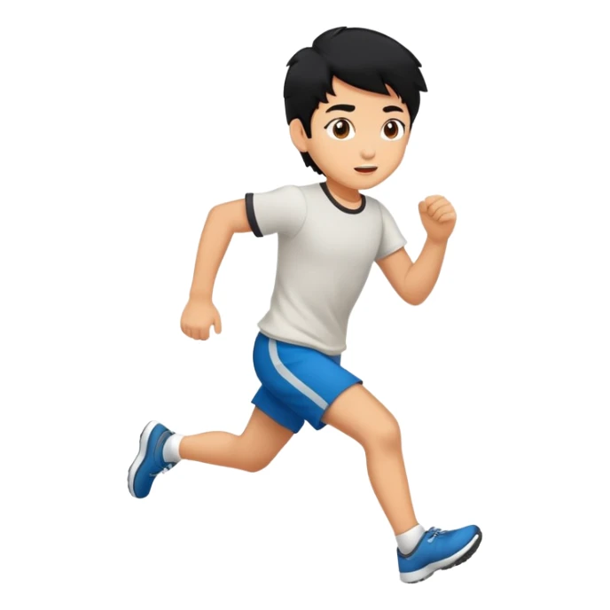 kid with black hair running sticker