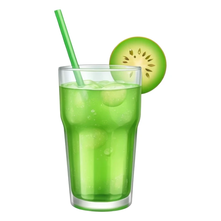 small transparent cup of green melon soda, no fruit sticker