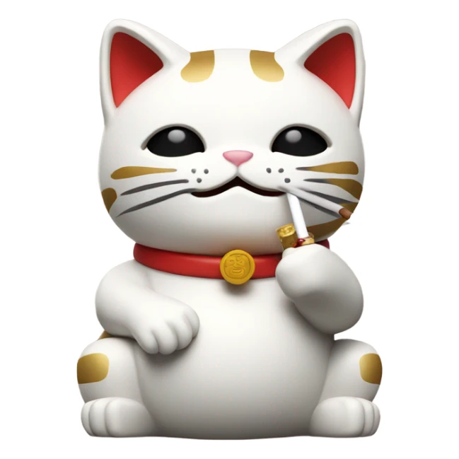 Japanese lucky cat smoking  sticker