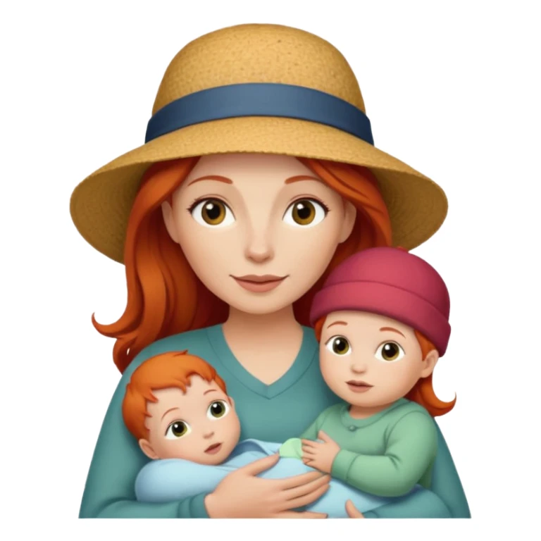 red haired Mother with Hats with her baby sticker
