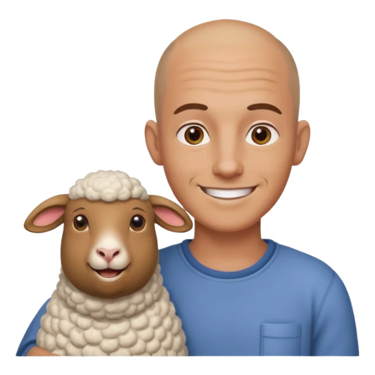 👨‍🦲+ 🐏 smile sticker