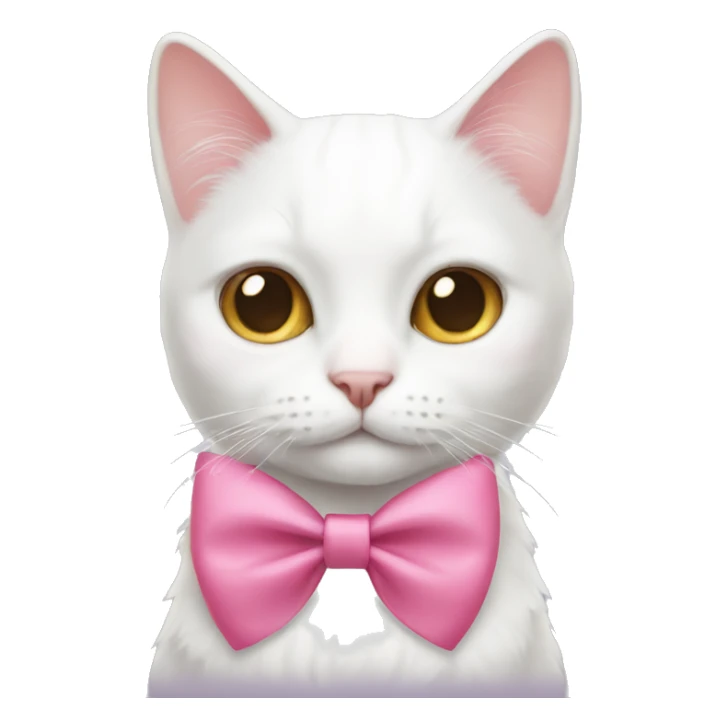 White cat with pink hair bow sticker