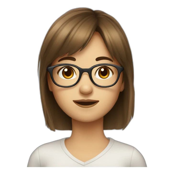 Girl with brown hair and bangs and glasses sticker