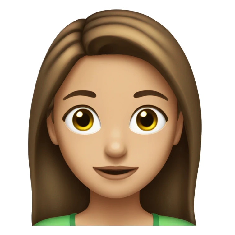 pretty girl with cuyrly brown hair and green ey sticker