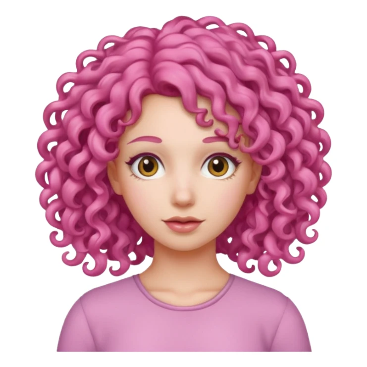woman with pink curly hair sticker