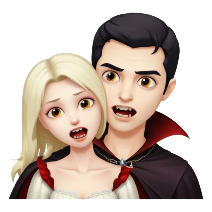 Vampire man biting angel woman on her neck sticker