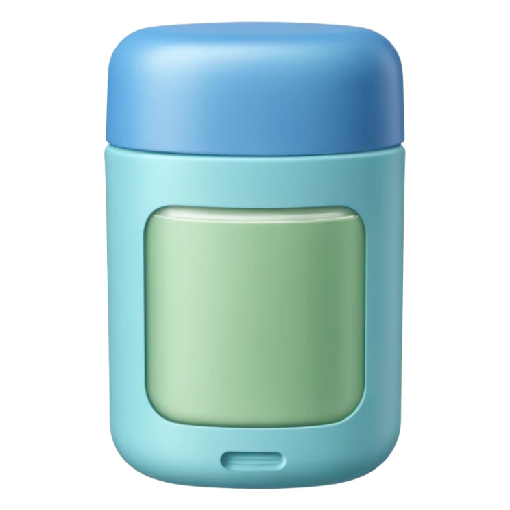 stick deodorant cap off or raised smooth rounded top clean cylindrical or oval container soft color white blue green matte surface no branding no spray no faces clean 3D soft shadows transparent background emoji scale sticker