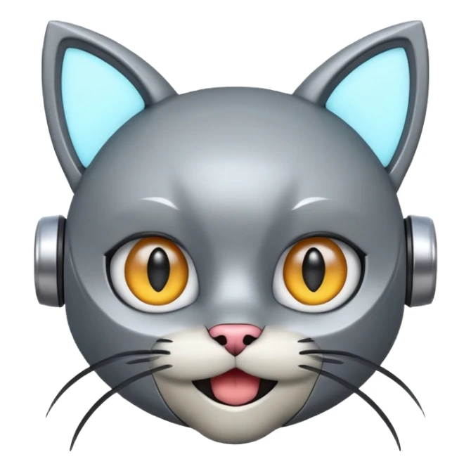 robot looking surprised with cat ears and looks funny sticker