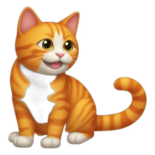 Orange Cat sticking out his tong  sticker