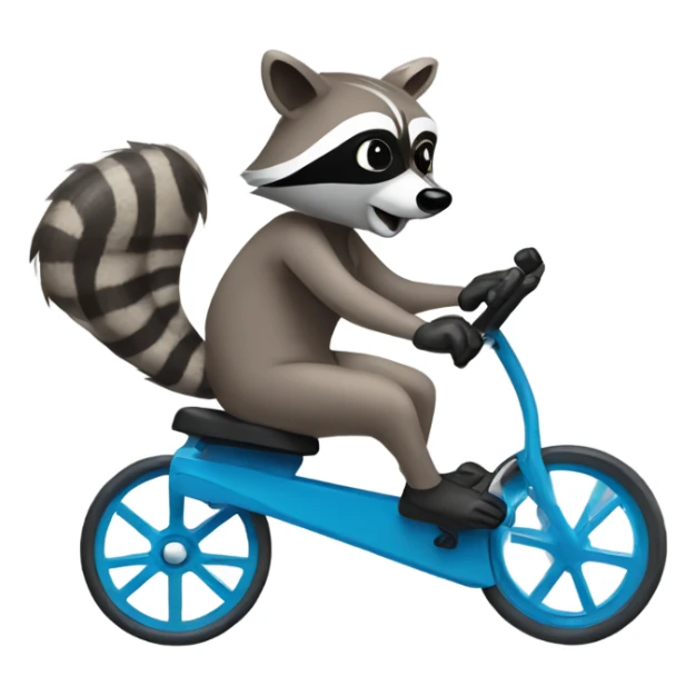 Raccoon riding a recumbent bike sticker
