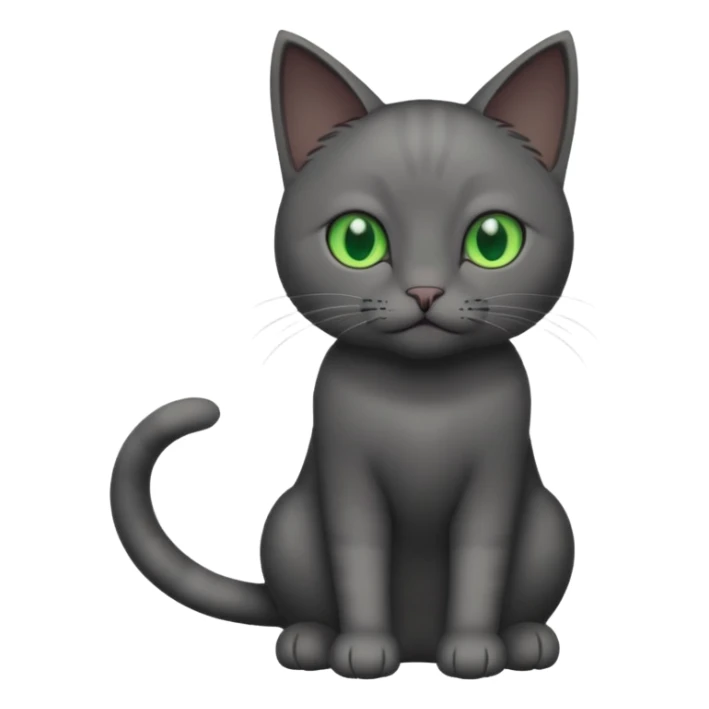 full body completely solid dark grey cat with green eyes and white paws sticker