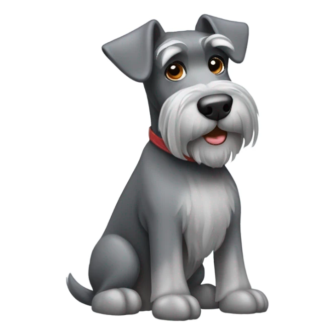 a grey schnauzer dog with tilting his head sticker