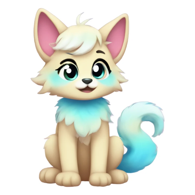 Adorable innocent cute gradient-Sparkle-nebula-fursona furry, full body sticker
