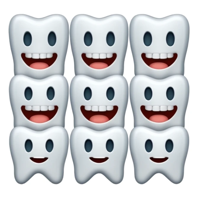 a single row of cartoon teeth, no lips or mouth sticker