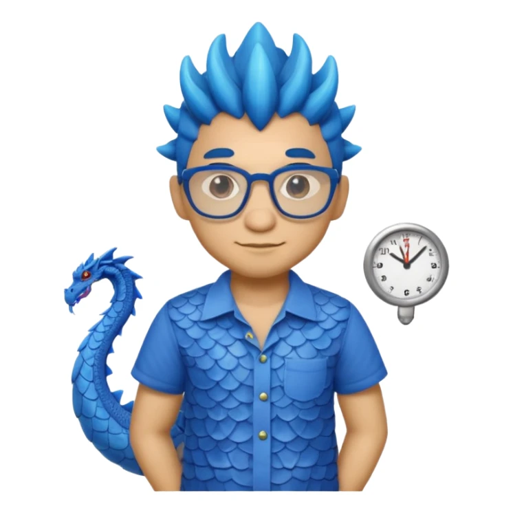 blue dragon with shirt and glasses sticker