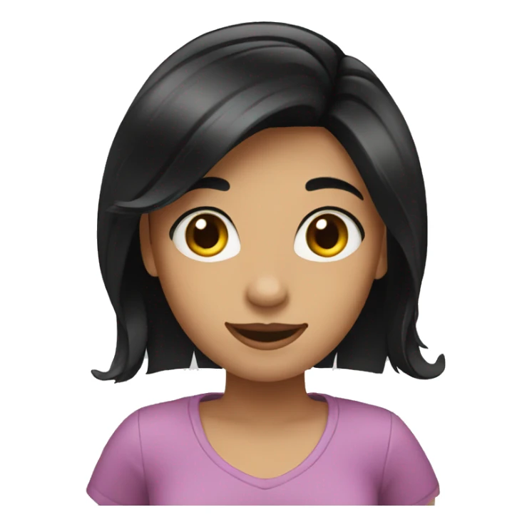 Girl straight black hair waving sticker