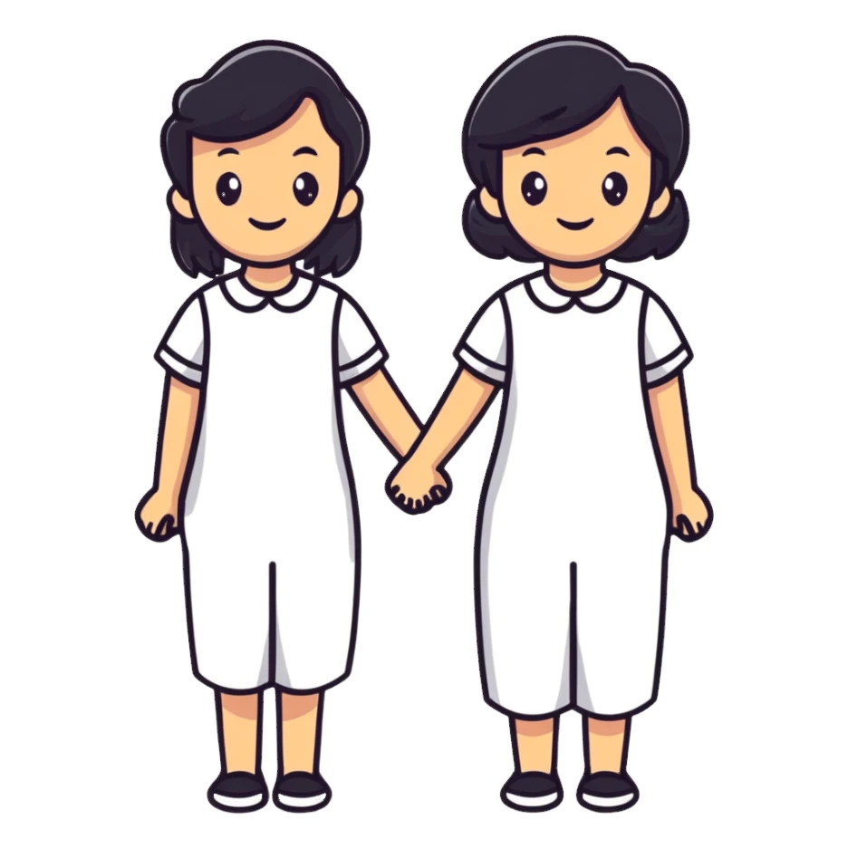 two women friends side by side, friendly, cheerful sticker