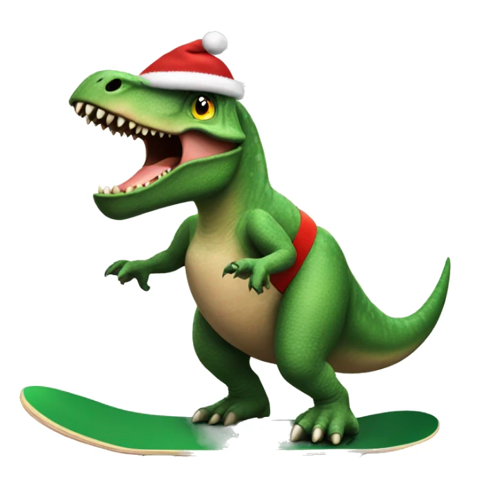 Dinosaur riding a skateboard saying merry Christmas  sticker
