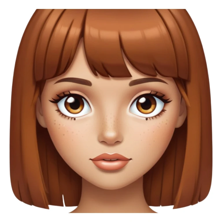 pretty freckled, bangs brown hair baddie with makeup sticker