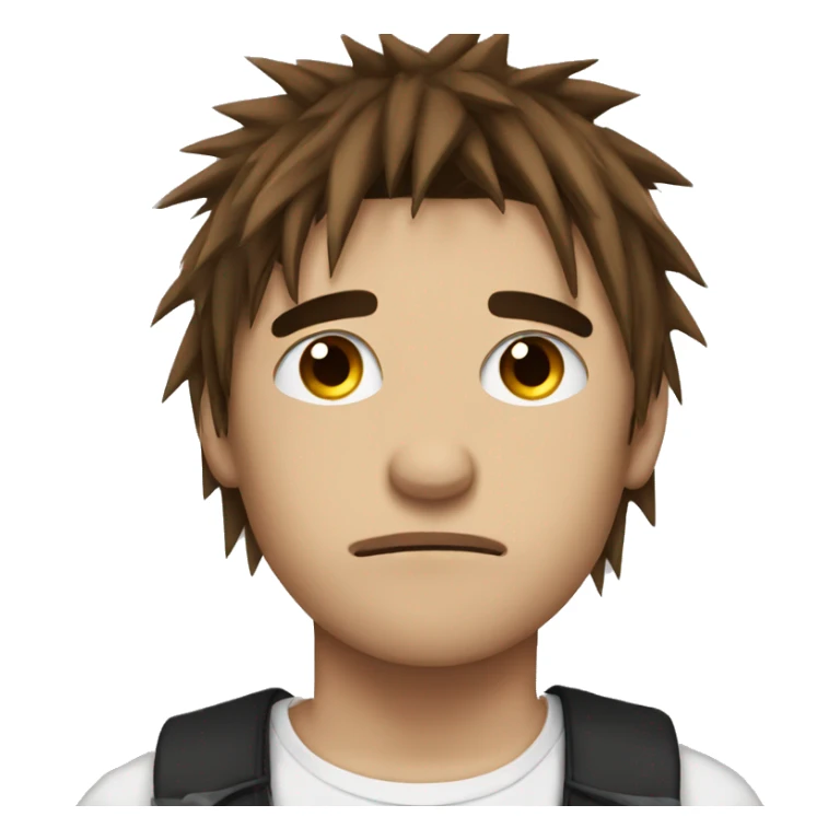 sad emo boy with long spikey brown hair sticker