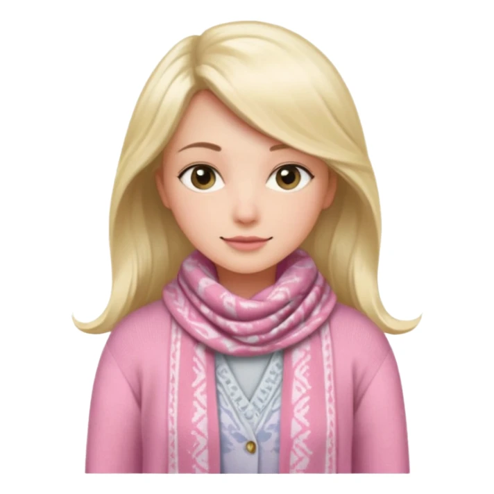 pink cardigan and  silk scarf no girl sticker