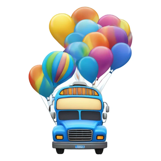 Blue party bus with a hot air balloon on top  sticker