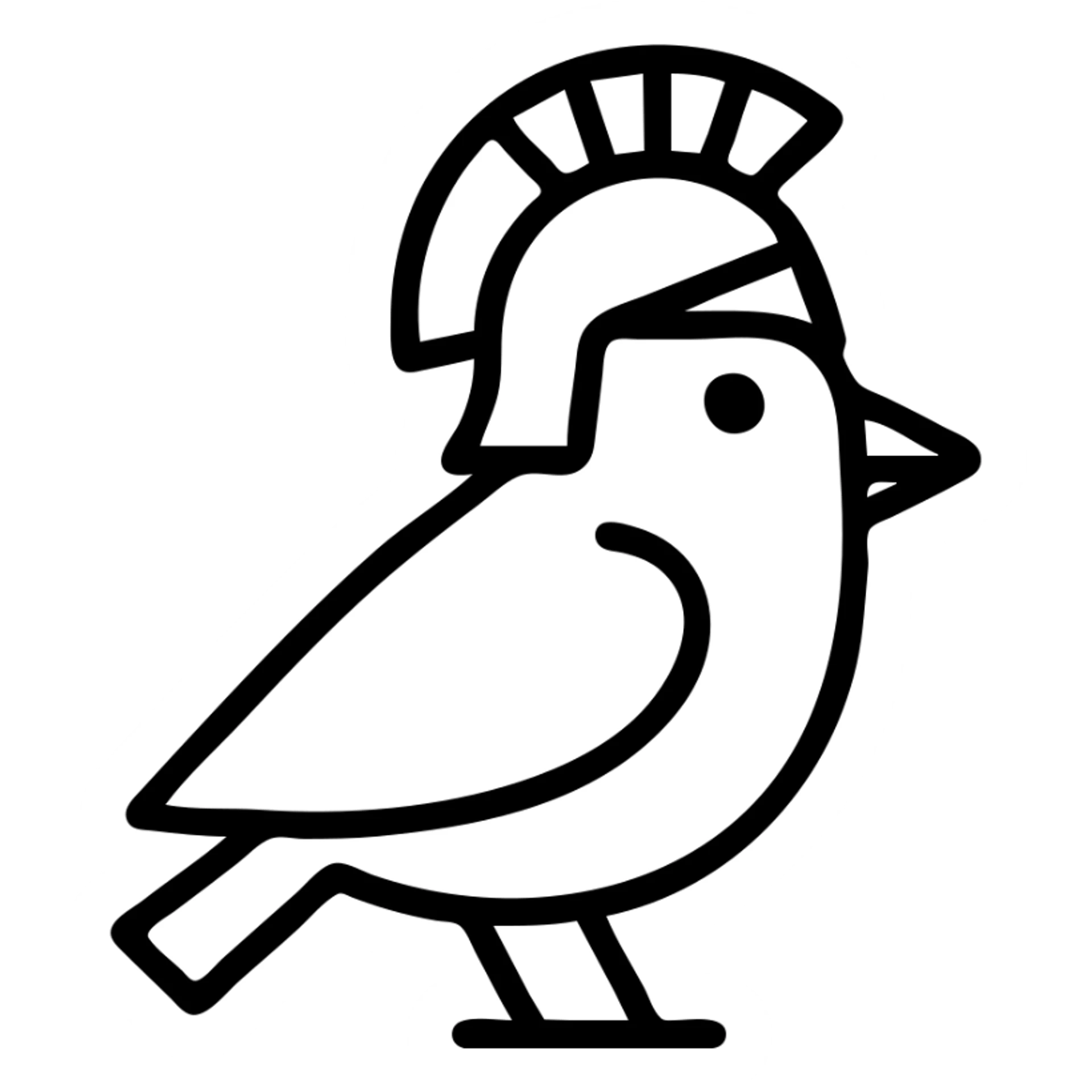 black bird wearing a spartan helmet, icon style sticker