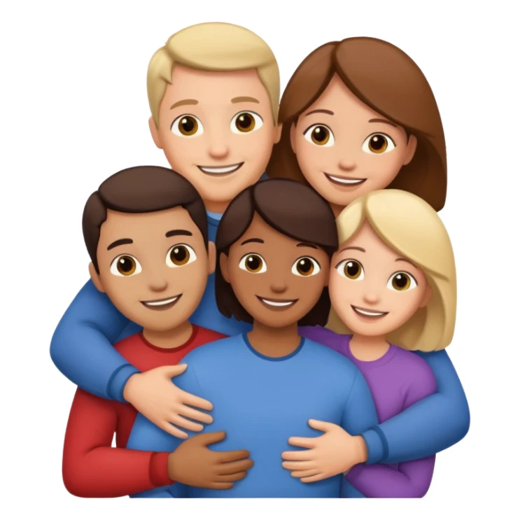family of 5 hugging each other sticker