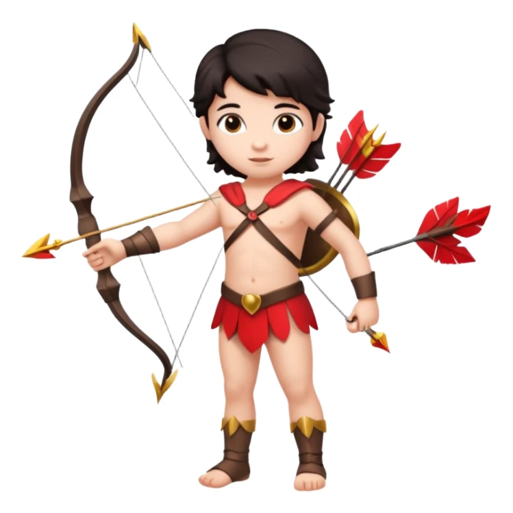 Full body Cupid with a bow and dark hair sticker