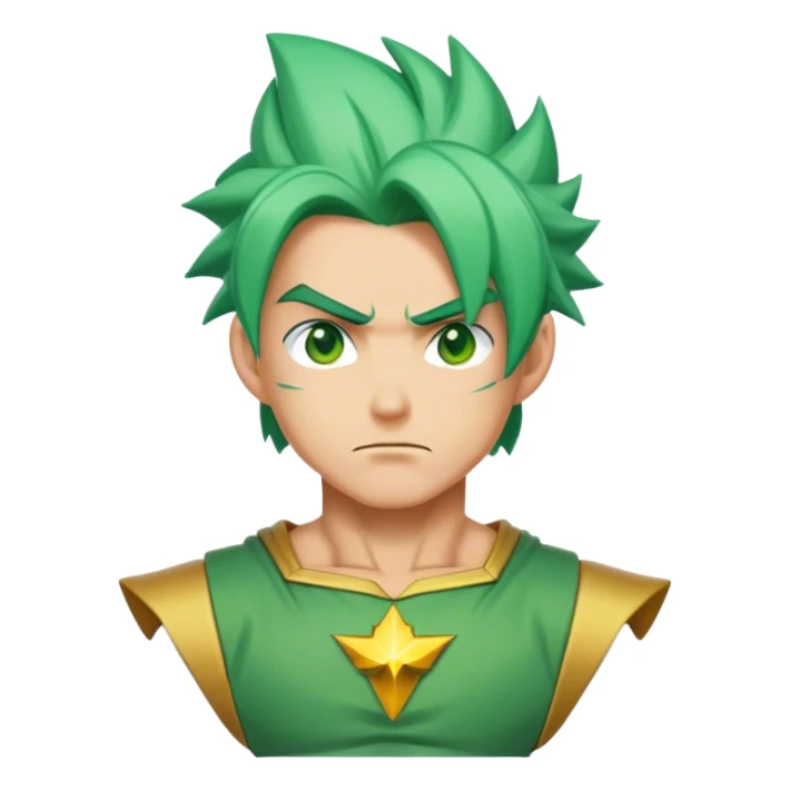 a super sayain in green with a invincible costume sticker