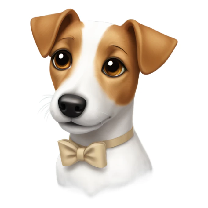 Jack russell terrier with a beige bow on his neck sticker