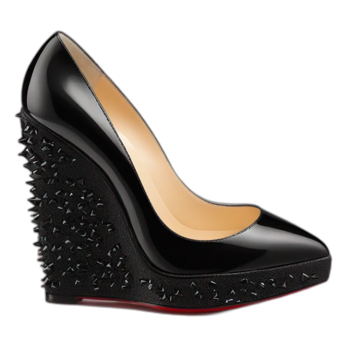 CHRISTIAN LOUBOUTIN UNE PLUME BLK PATENT WEDGE sticker