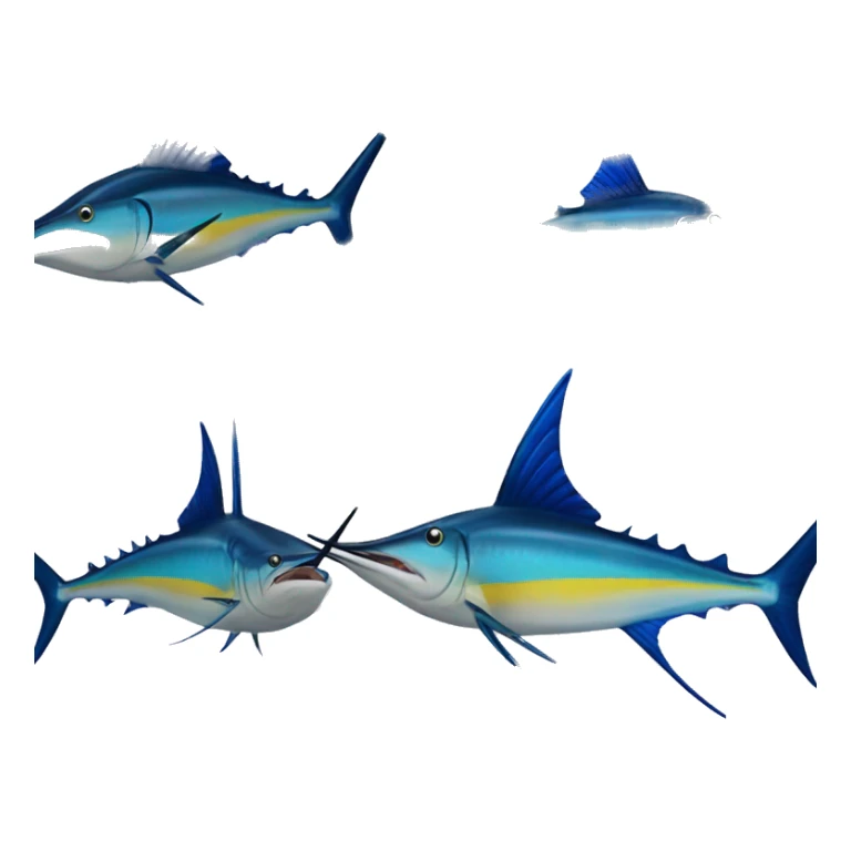 Yellow and blue point nosed marlin turning sticker