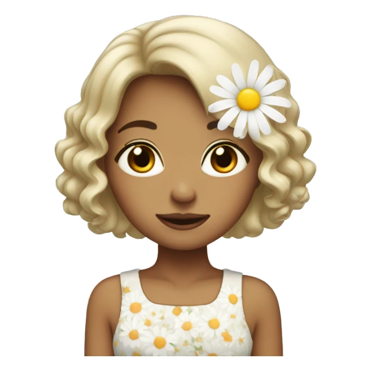bob hair girl with daisy flower sticker