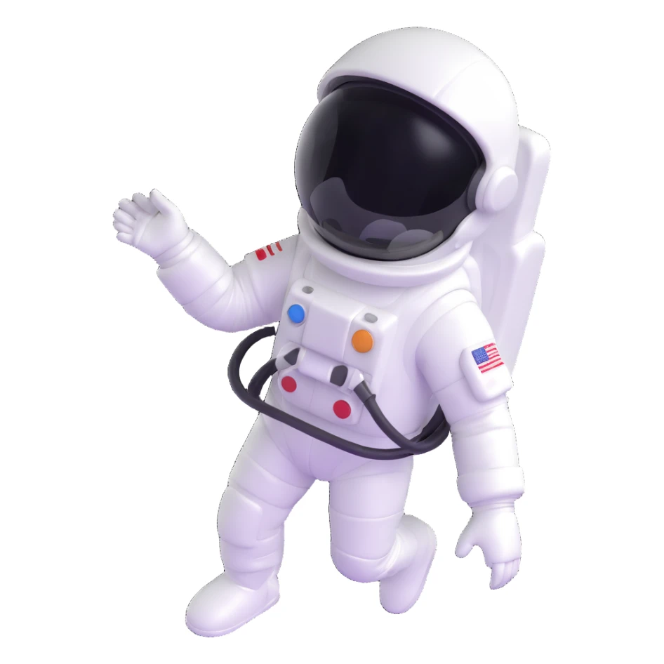 happy little astronaut in white suit and helmet sticker