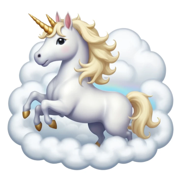 A unicorn flying through clouds, smiling dreamily, portrait, bust up sticker