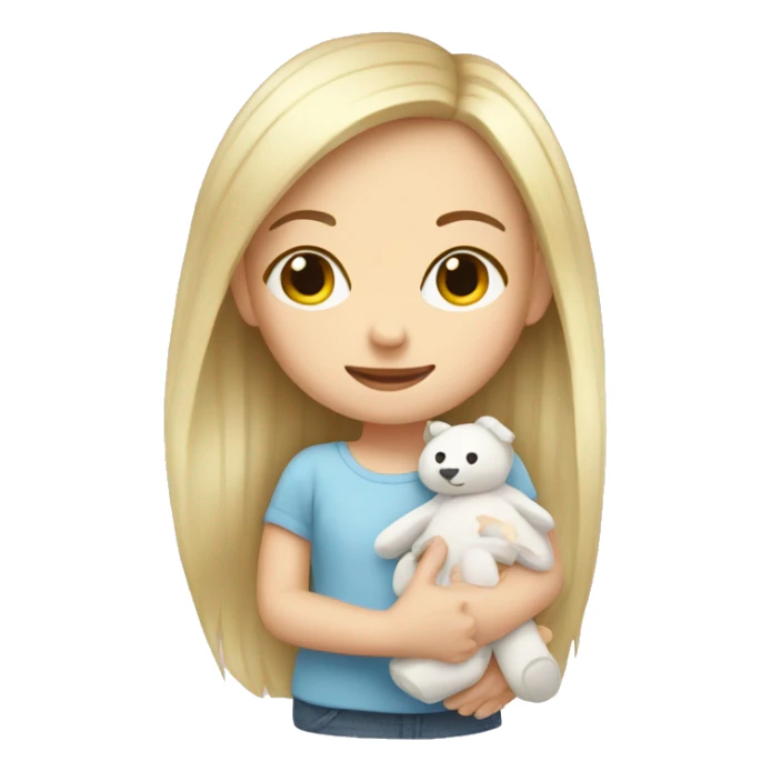 little white girl with baby plushy sticker