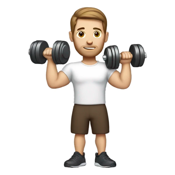White Man with brown hair holding a Dumbell sticker