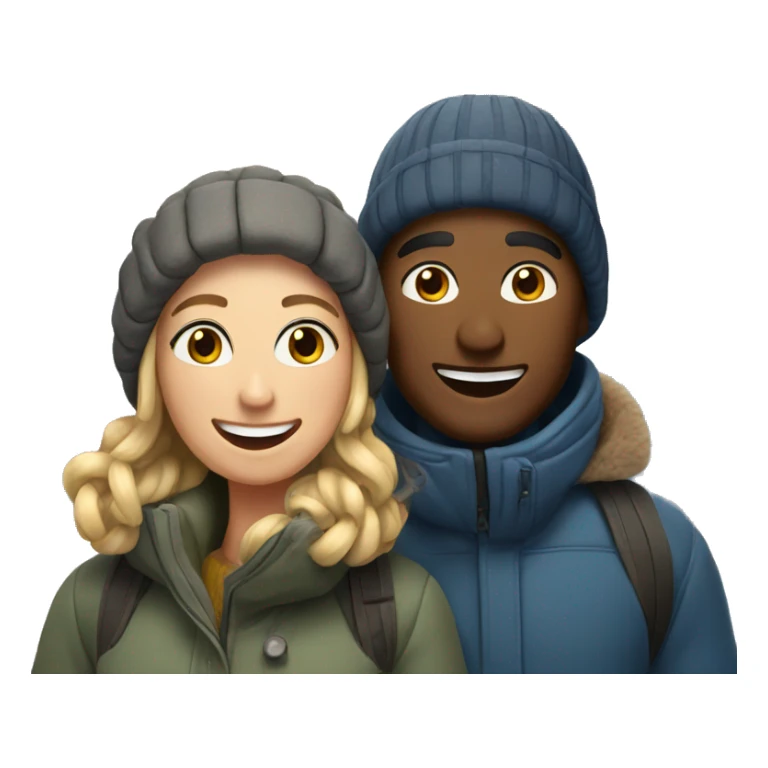 happy couple outdoors in snow sticker