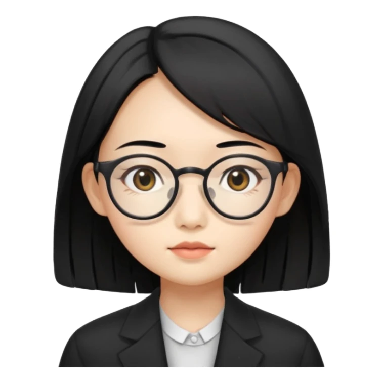 asian female teaching, with double eyelids, wearing spectacles with black shoulder length hair sticker