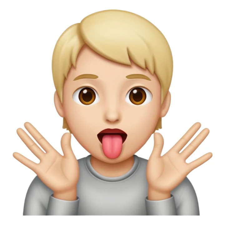 Tongue out with hands to the side sticker