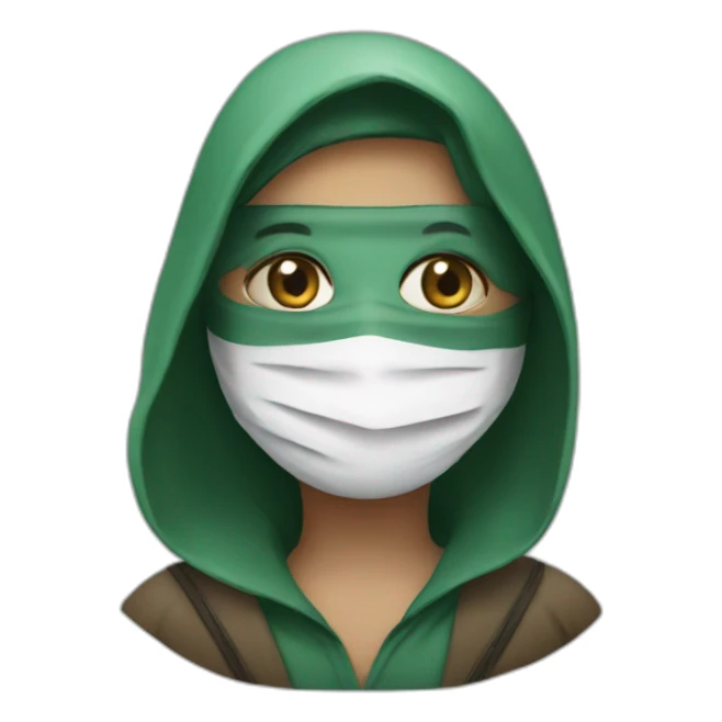 A person wearing a mask in the world of Palestine sticker